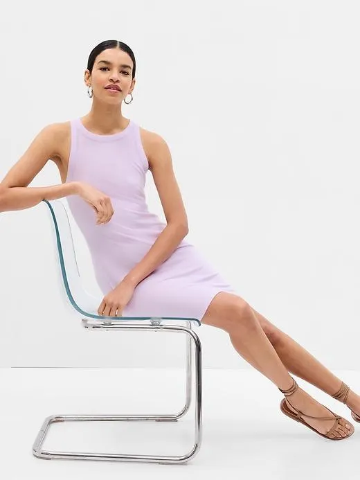 Rib Halter Tank Dress