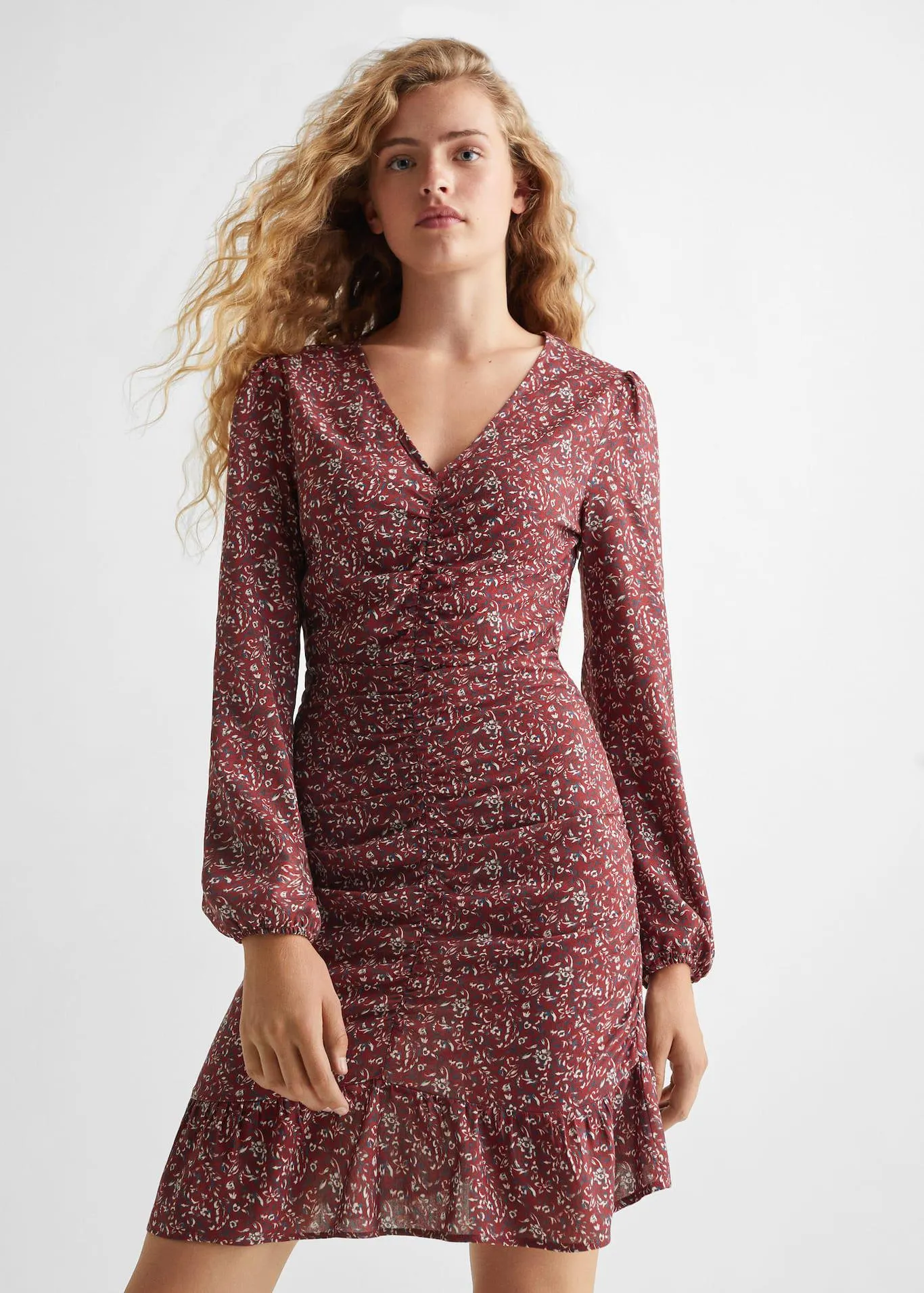 Gebloemde jurk met gesmokt detail