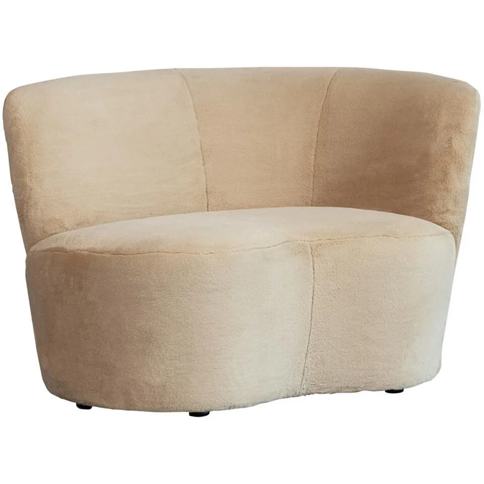 WOOOD Bankje Rechts Stone - Velvet - Naturel - 73x112x80