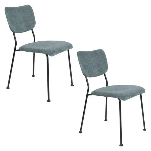 Zuiver Benson Eetkamerstoelen Grijs/Blauw - Set van 2