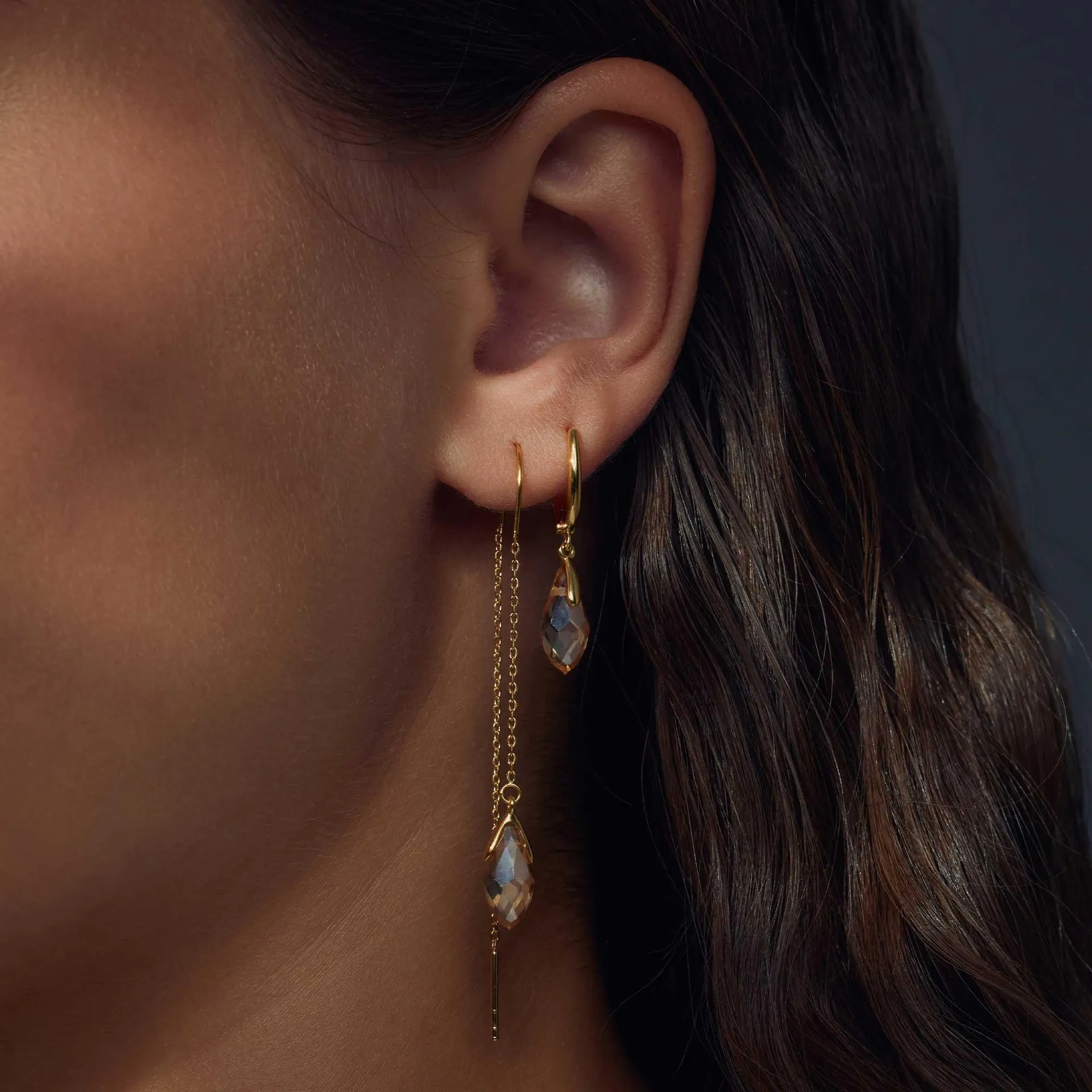 La Sirena Ombrone 925 Sterling Zilveren Gold Plated Oorhangers PDM36144