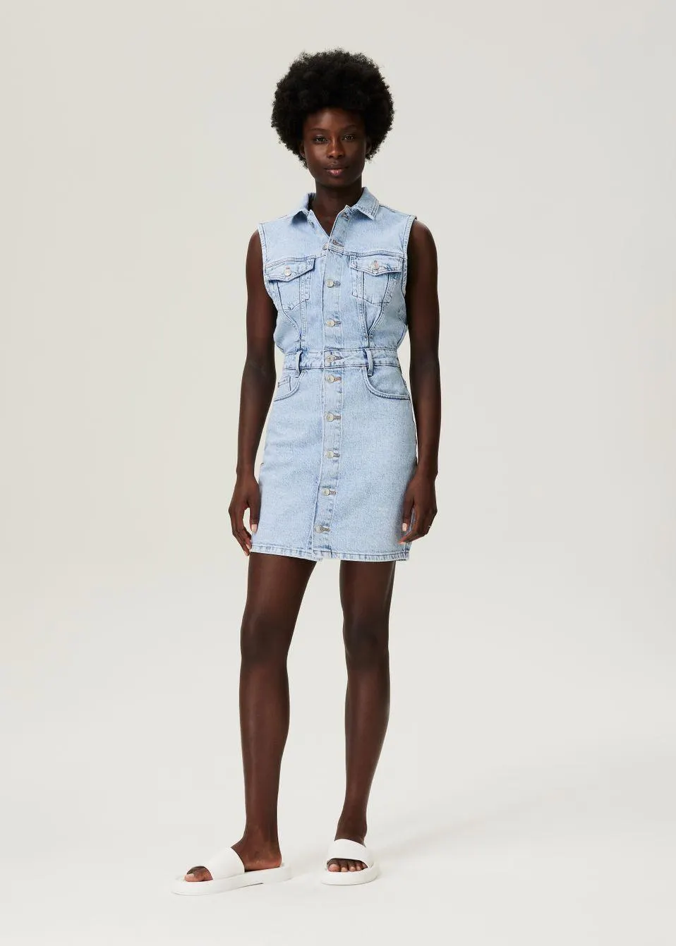 Sleeveless Button Dress