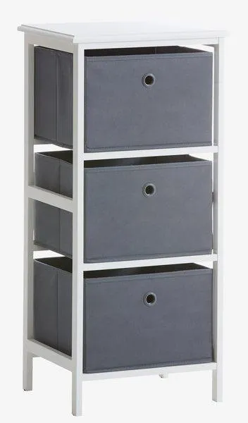 Comodă 3 cutii ODBY alb/gri
