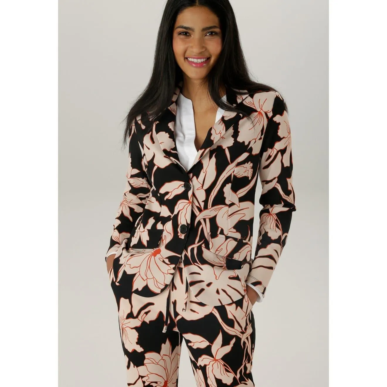 Aniston SELECTED Jerseyblazer met grootvlak en abstract bloemenpatroon