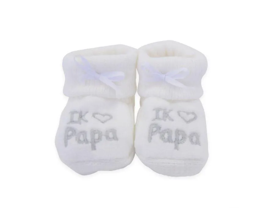 Babyslofjes | Ik ♥ papa | Wit