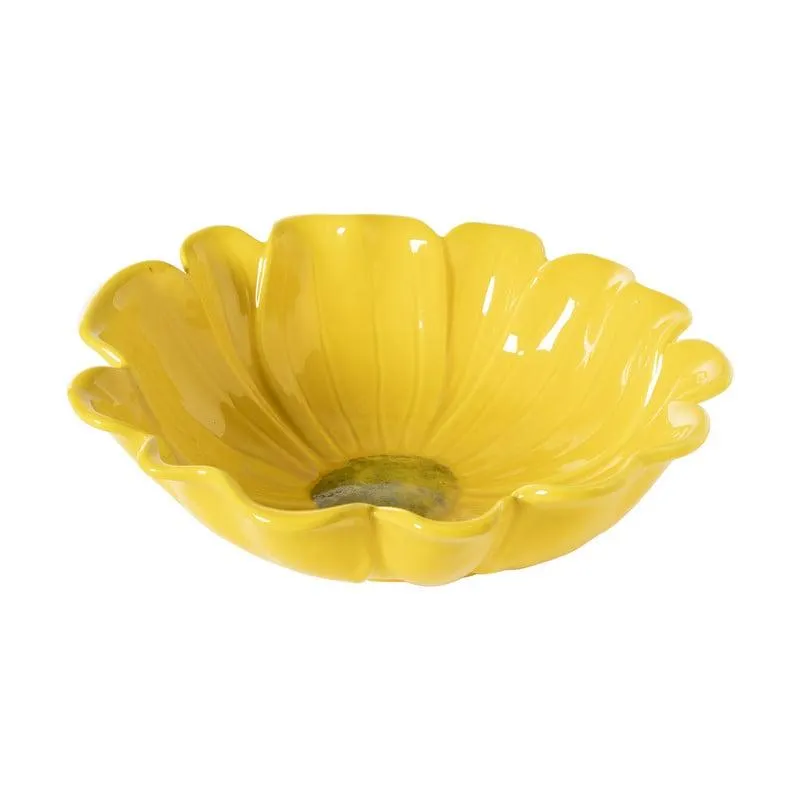 Schaal bloem - geel - ø31.8x9.8 cm