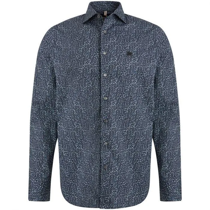 Poplin Stretch Overhemd met Print Black Onyx