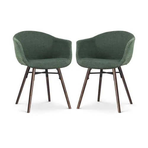 Nolon Nena-Otis eetkamerstoel donkergroen - walnoot houten onderstel - set van 2