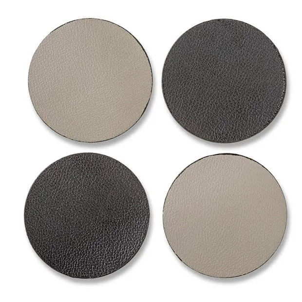 Blokker zwart/grijze onderzetters - set van 4 - ø9 cm