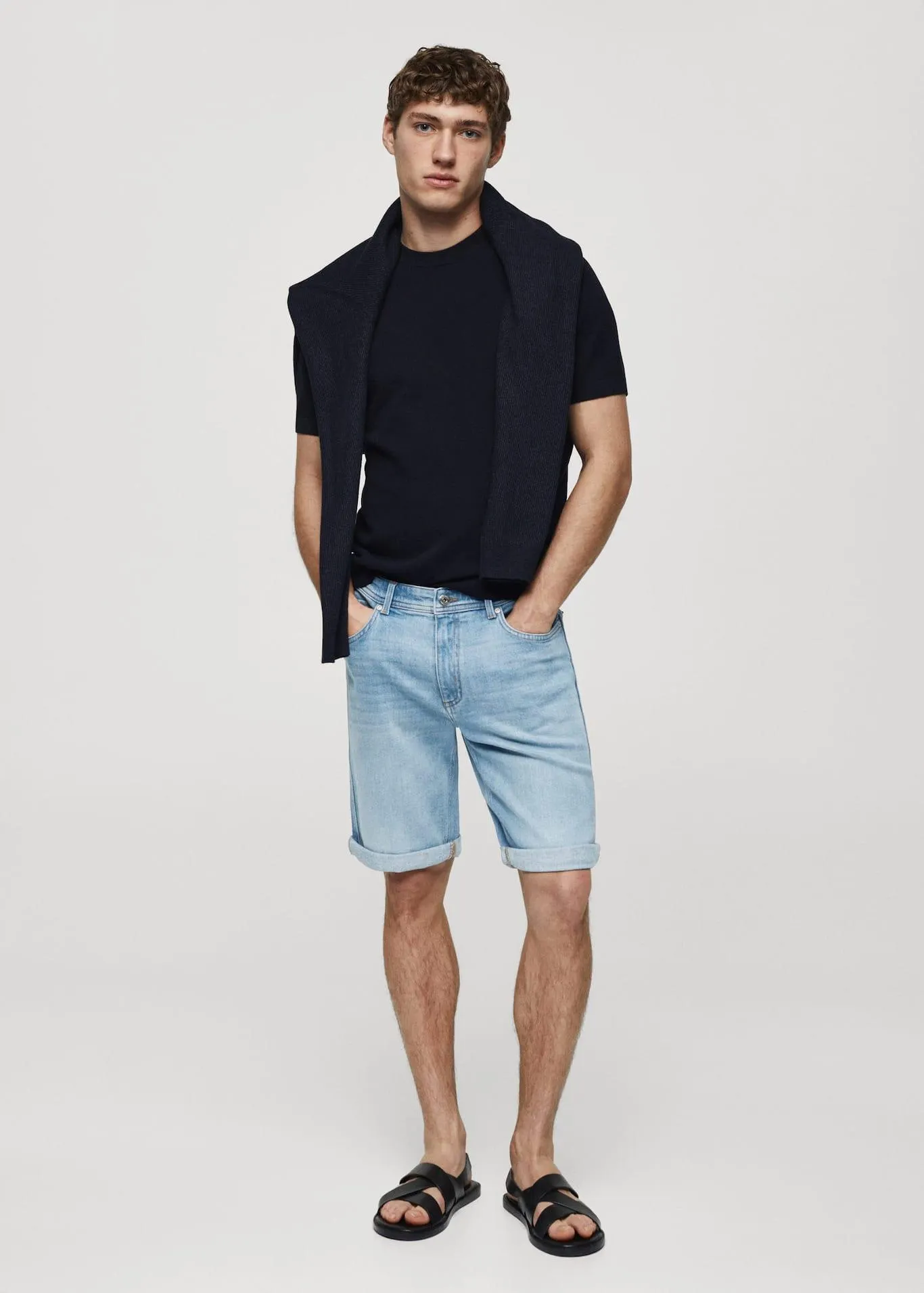 Slim-fit denim bermuda shorts