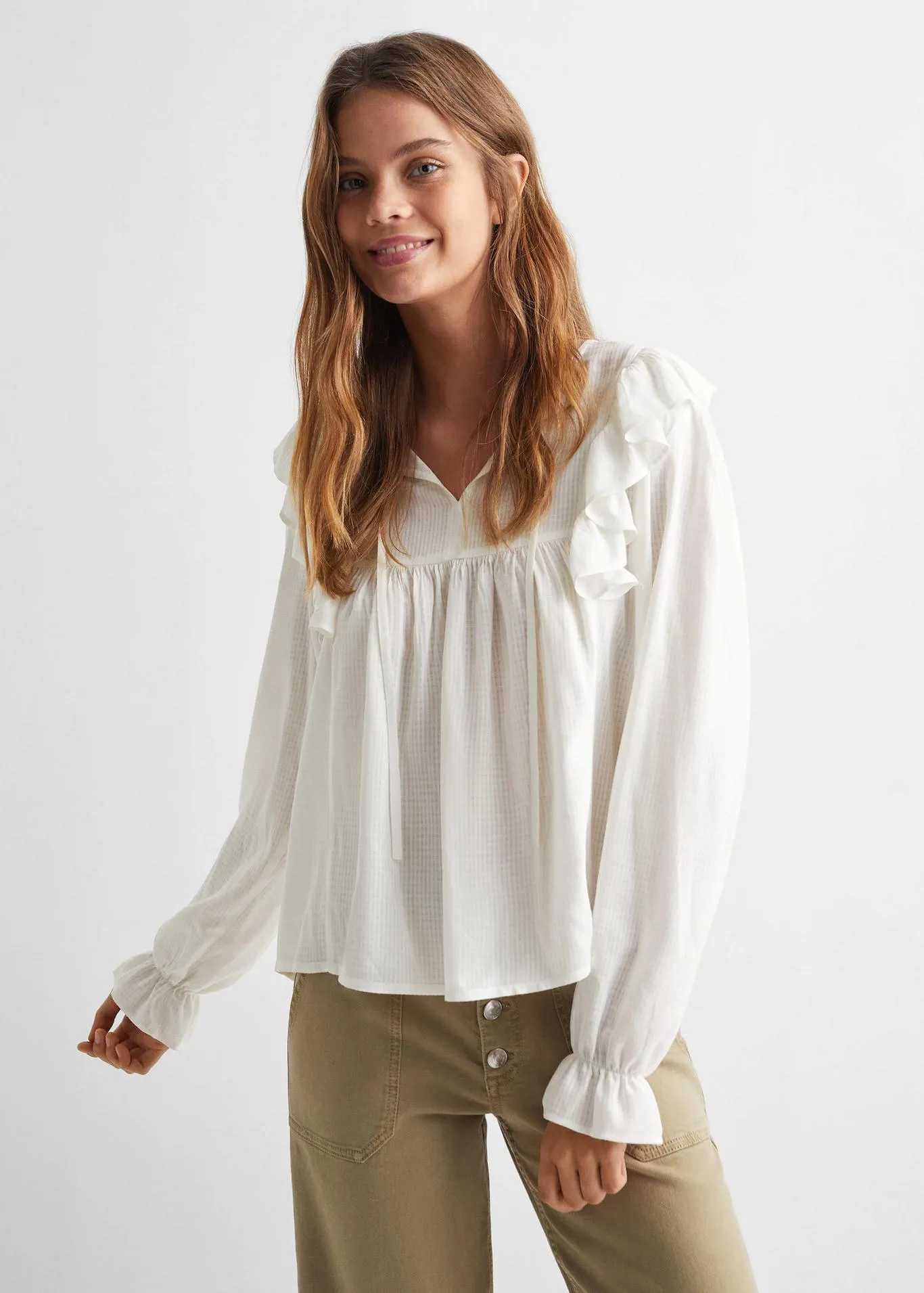 Getextureerde blouse met ruches