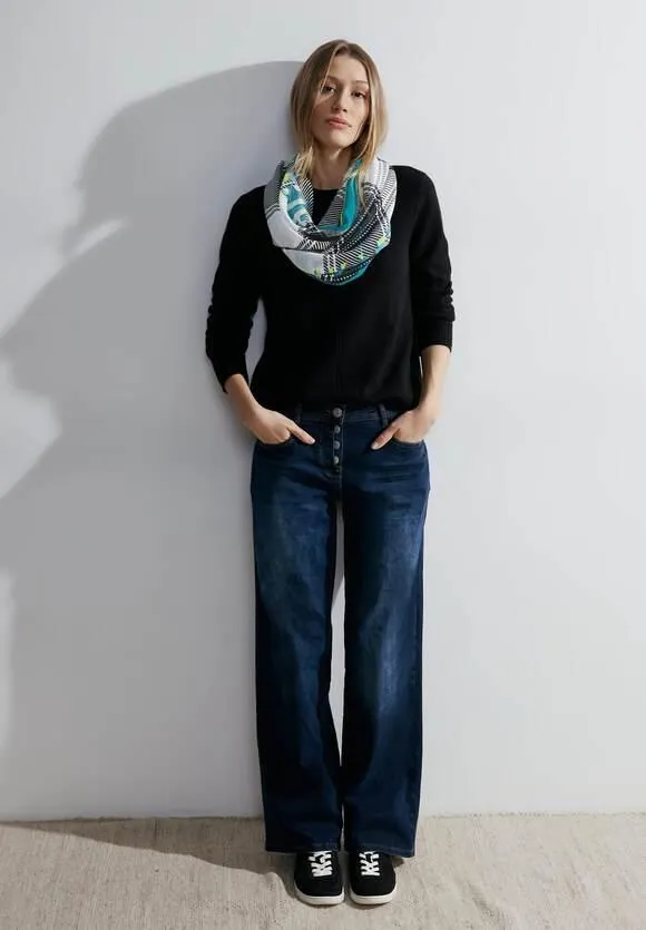 Ronde modal sjaal met print