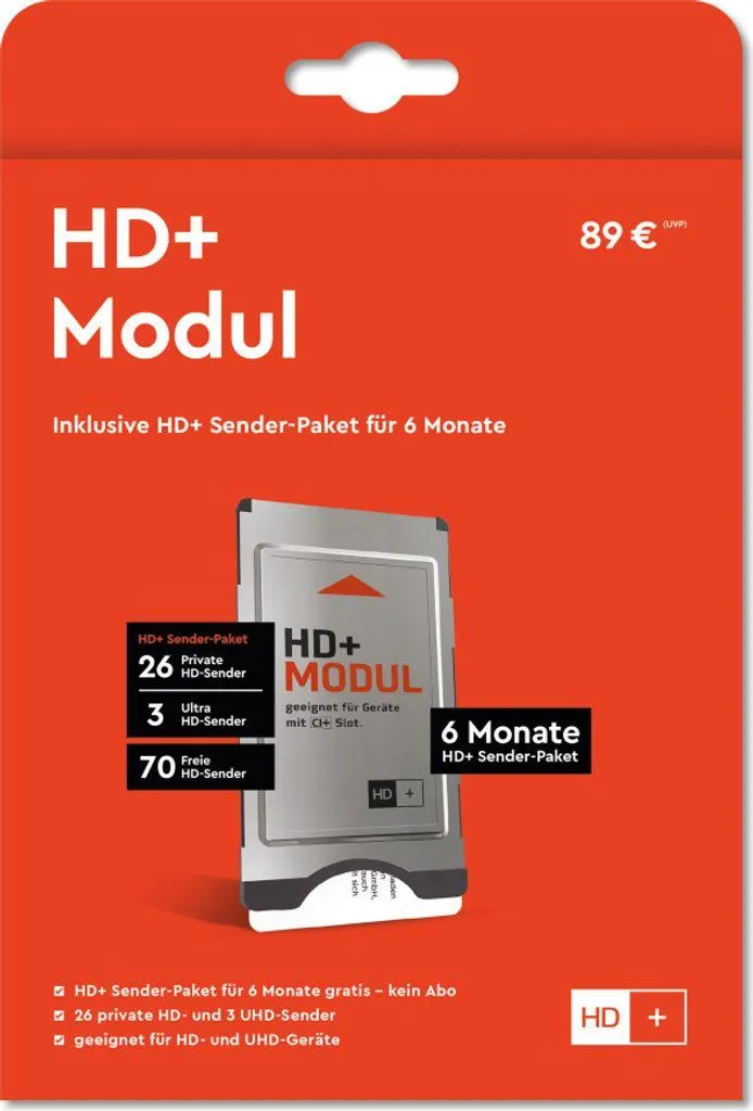 HD+ Modul inkl. 6 Monate HD+ Sender-Paket für Satelliten Fernsehen