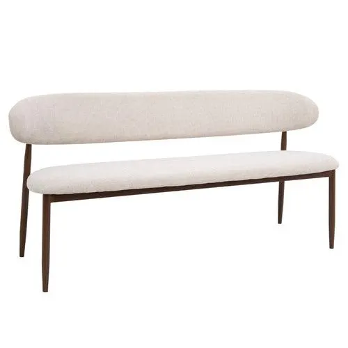 Giga Meubel Eetkamerbank Alexia - Stof - Beige/Walnoot - 160x55x77cm