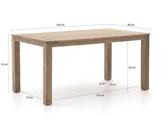 Intenso Busso/ROUGH-S 160cm dining tuinset 5-delig