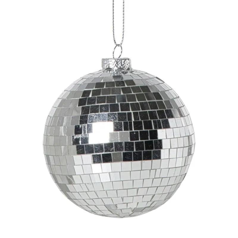 Kerstbal discobal - zilverkleurig