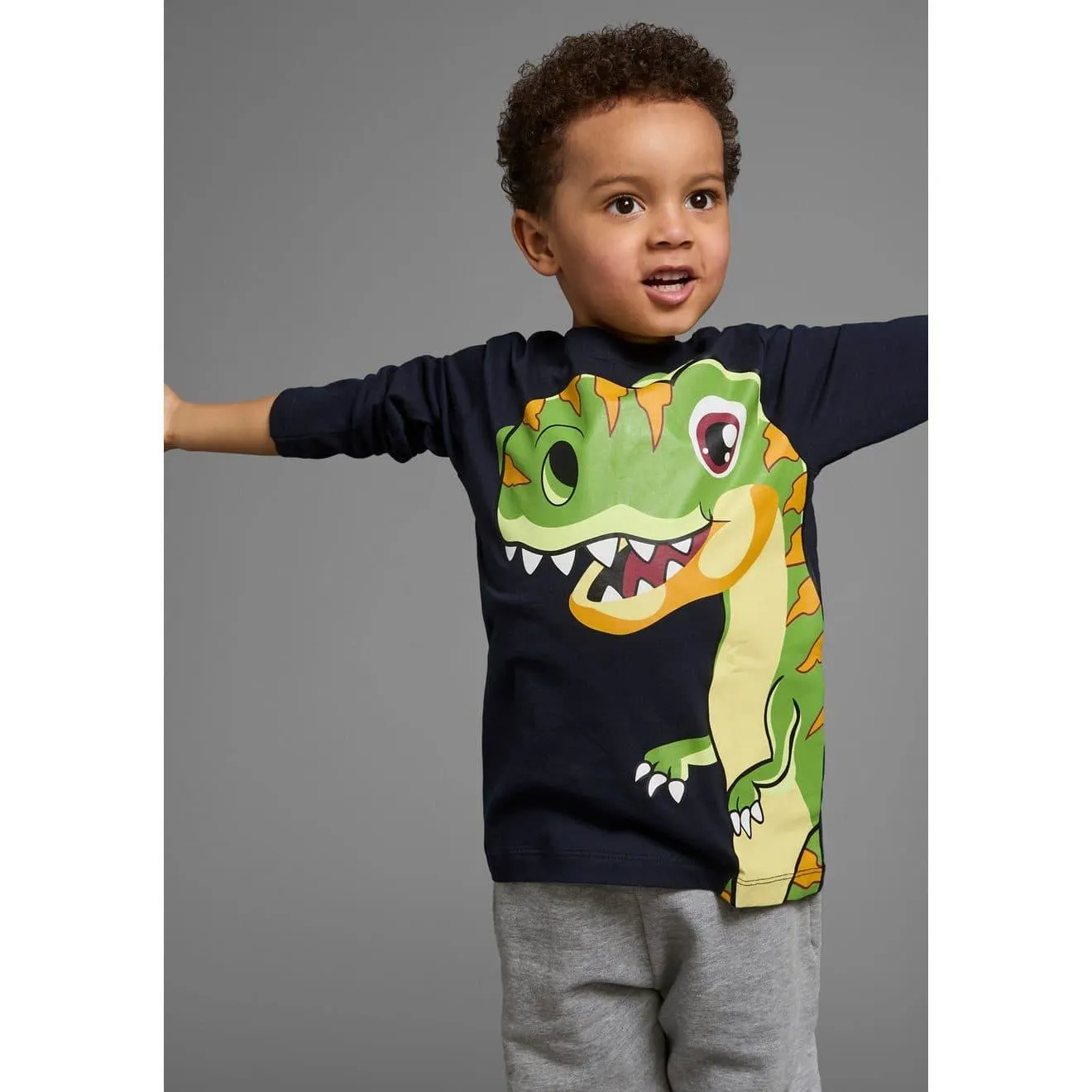 KIDSWORLD Shirt met lange mouwen CURIOUS DINO Lange mouwen, basic pasvorm, frisse print