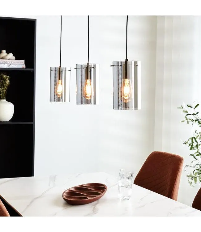 Industriële hanglamp Hugo smokey glas