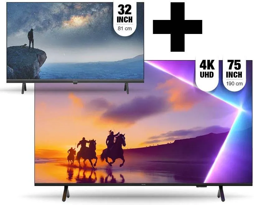 EP:Bundel Philips 75PUS8500 TV met gratis Philips 32PFS6109 TV
