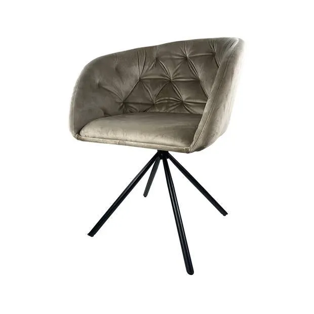 Eetkamerstoel draaibaar Willow taupe velvet eetstoel draaibare stoel