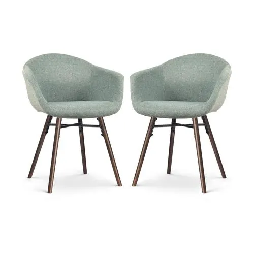 Nolon Nena-Otis eetkamerstoel zacht groen - walnoot houten onderstel - set van 2