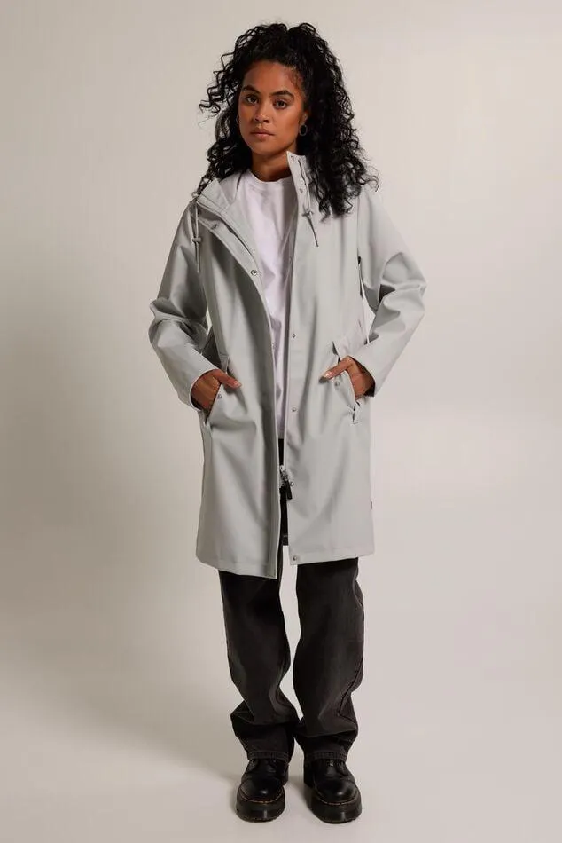 Lange regenjas met capuchon