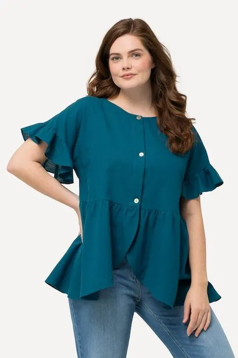 Jas, linnenmix, A-lijn, ronde hals, biologisch katoen