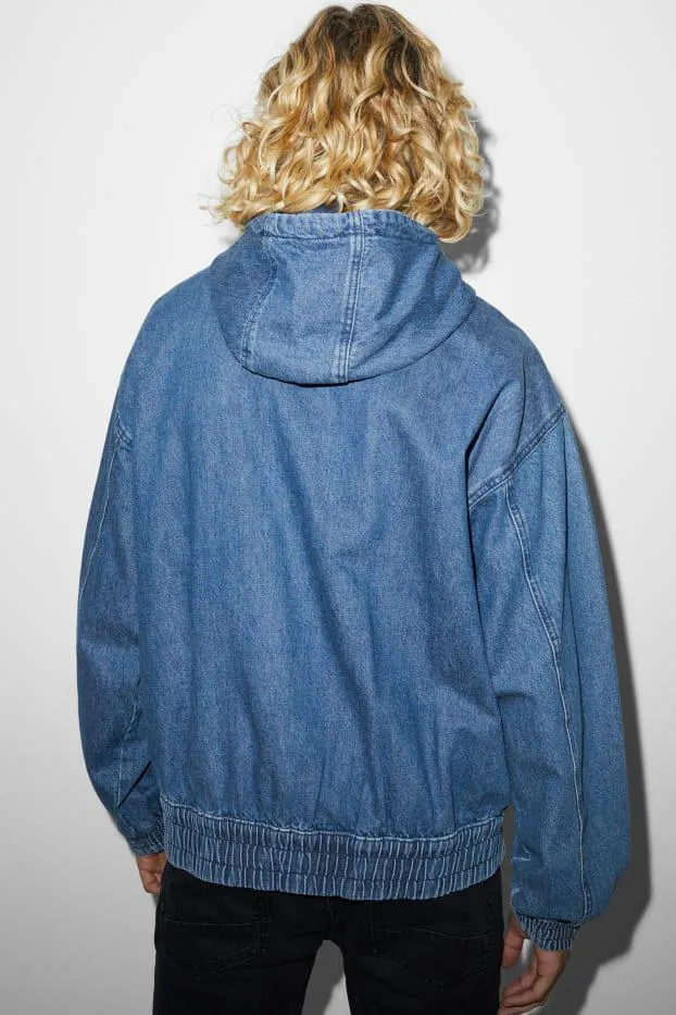 Denim jacket with hood