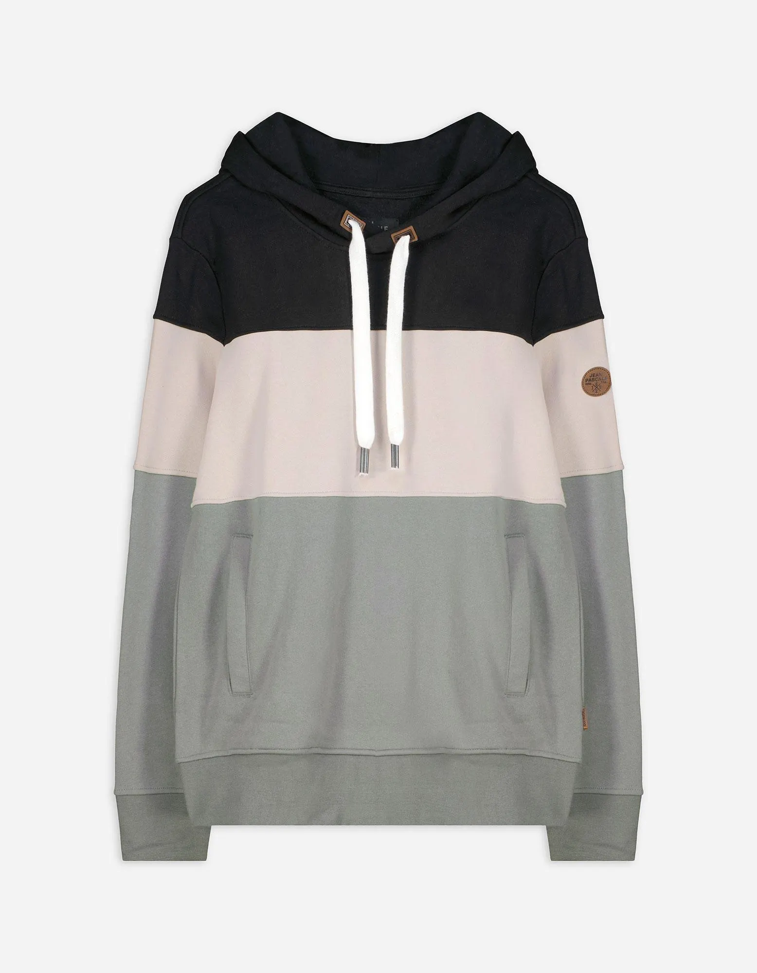 Mikina s kapucí - Barevné blokování - tmave zelena