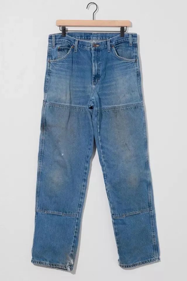 Vintage 1990s Distressed Dickies Double Knee Blue Work Jeans