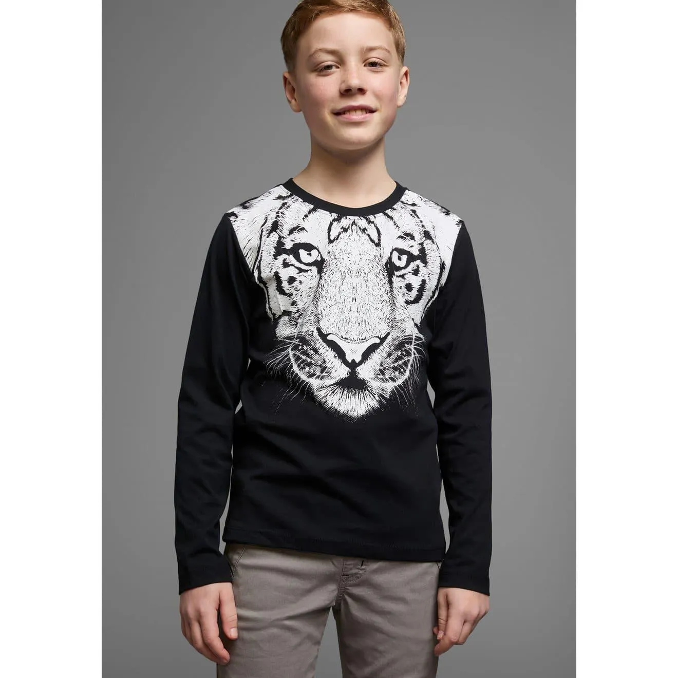 KIDSWORLD Shirt met lange mouwen WHITE TIGER Basic pasvorm, stijlvolle print, ronde hals