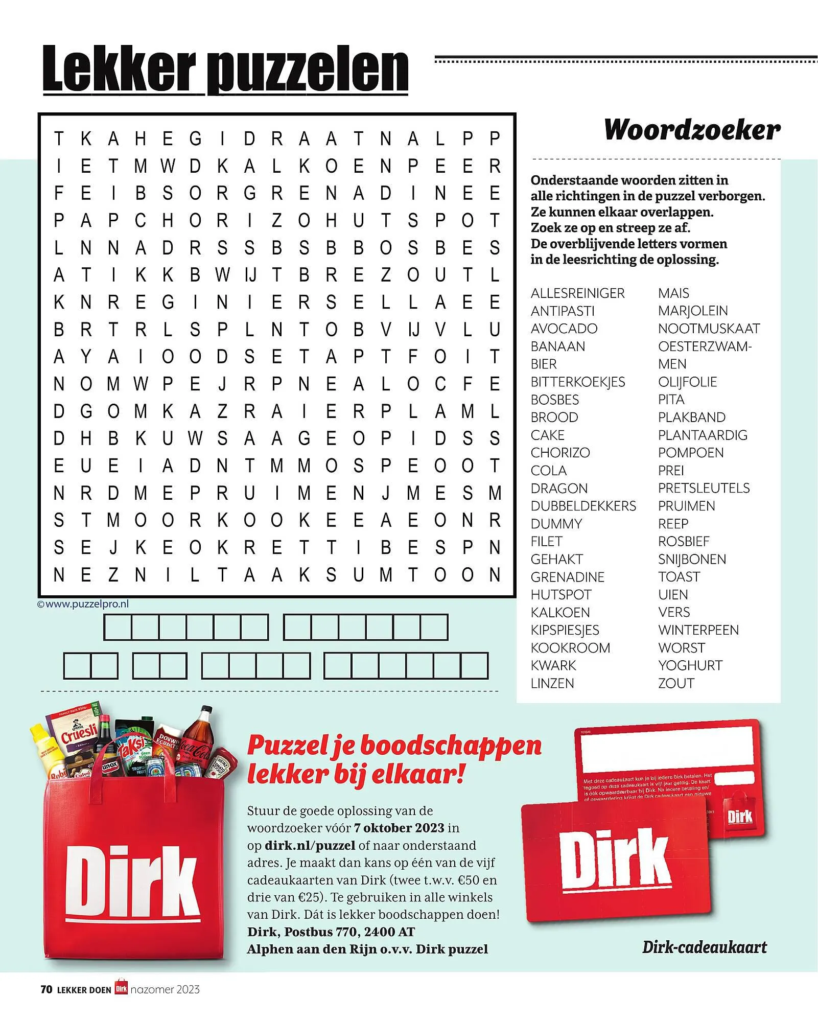 Dirk nazomer magazine van 1 september tot 30 september 2023 - Folder pagina 70