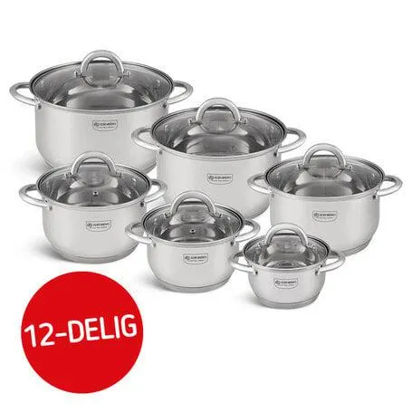 RVS Pannenset - 12 Delig