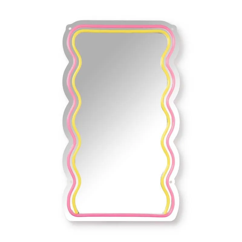 Spiegel met golven LED - geel/roze - 40x23x1.4 cm
