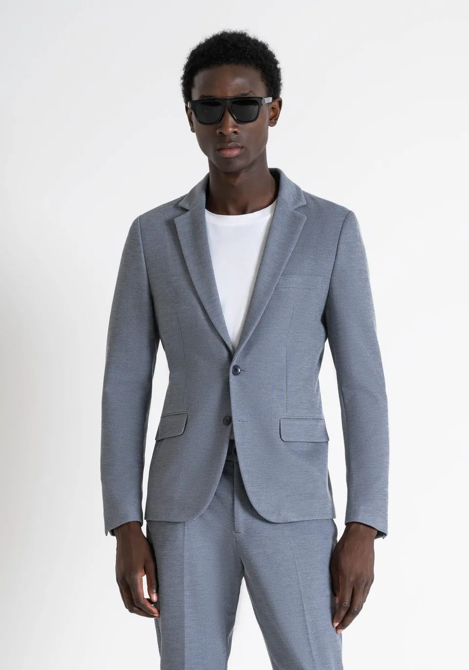 SUPER SLIM FIT "ASHE" JACKET IN ARMORED VISCOSE BLEND FABRIC