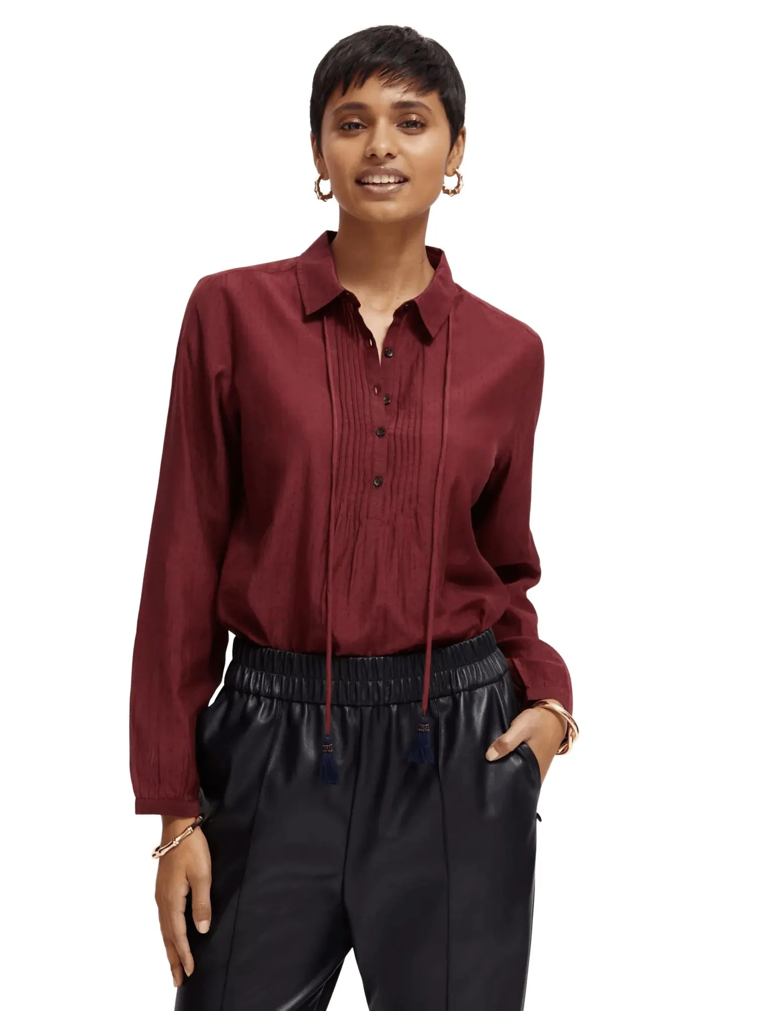 Lightweight pintuck blouse