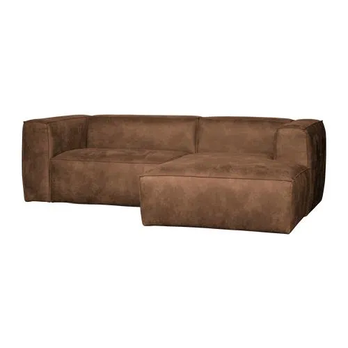 WOOOD chaise longue bank rechts Bean - Ecoleer - Cognac - 73x254x178