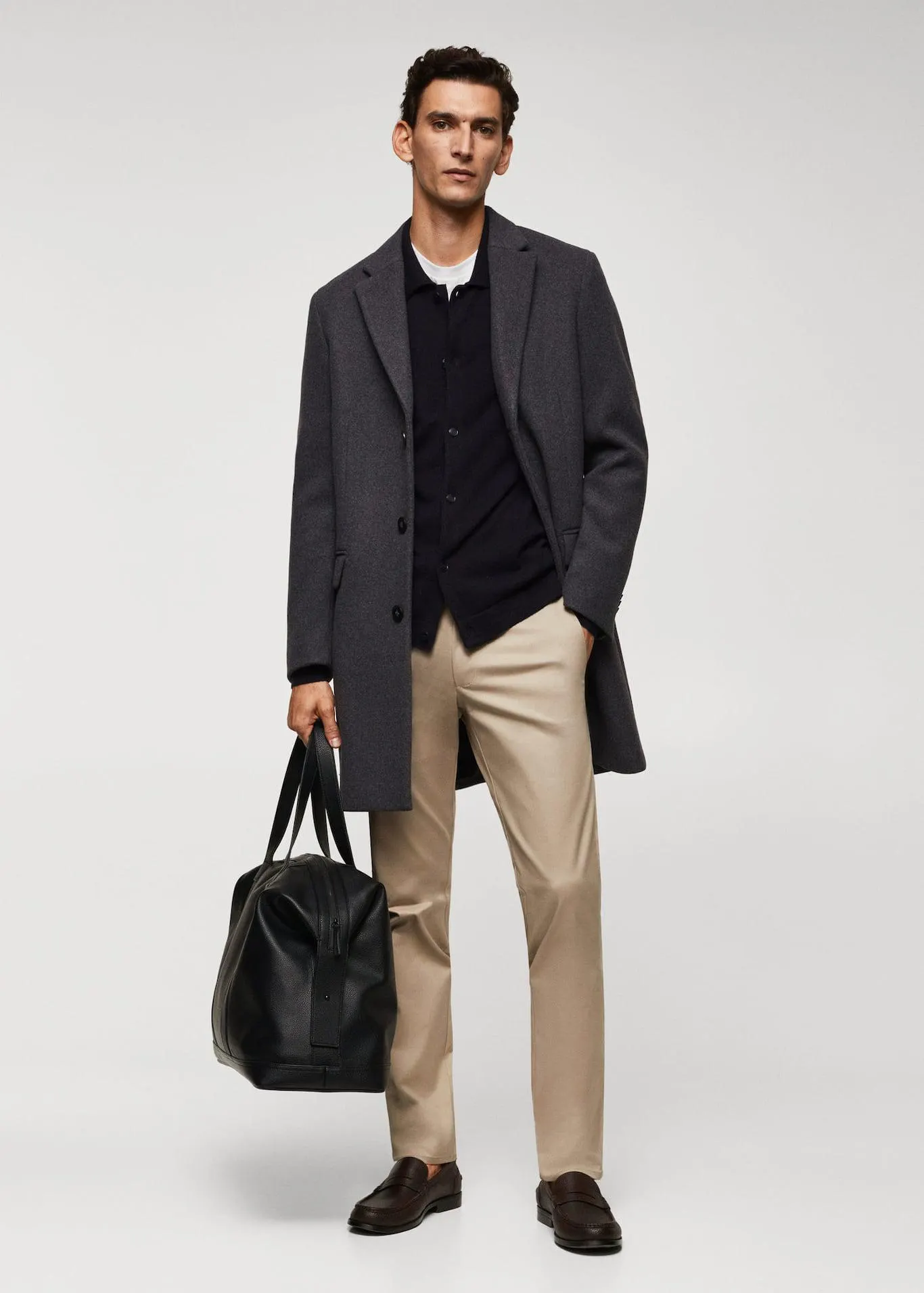 Lange jas van gerecycled wol