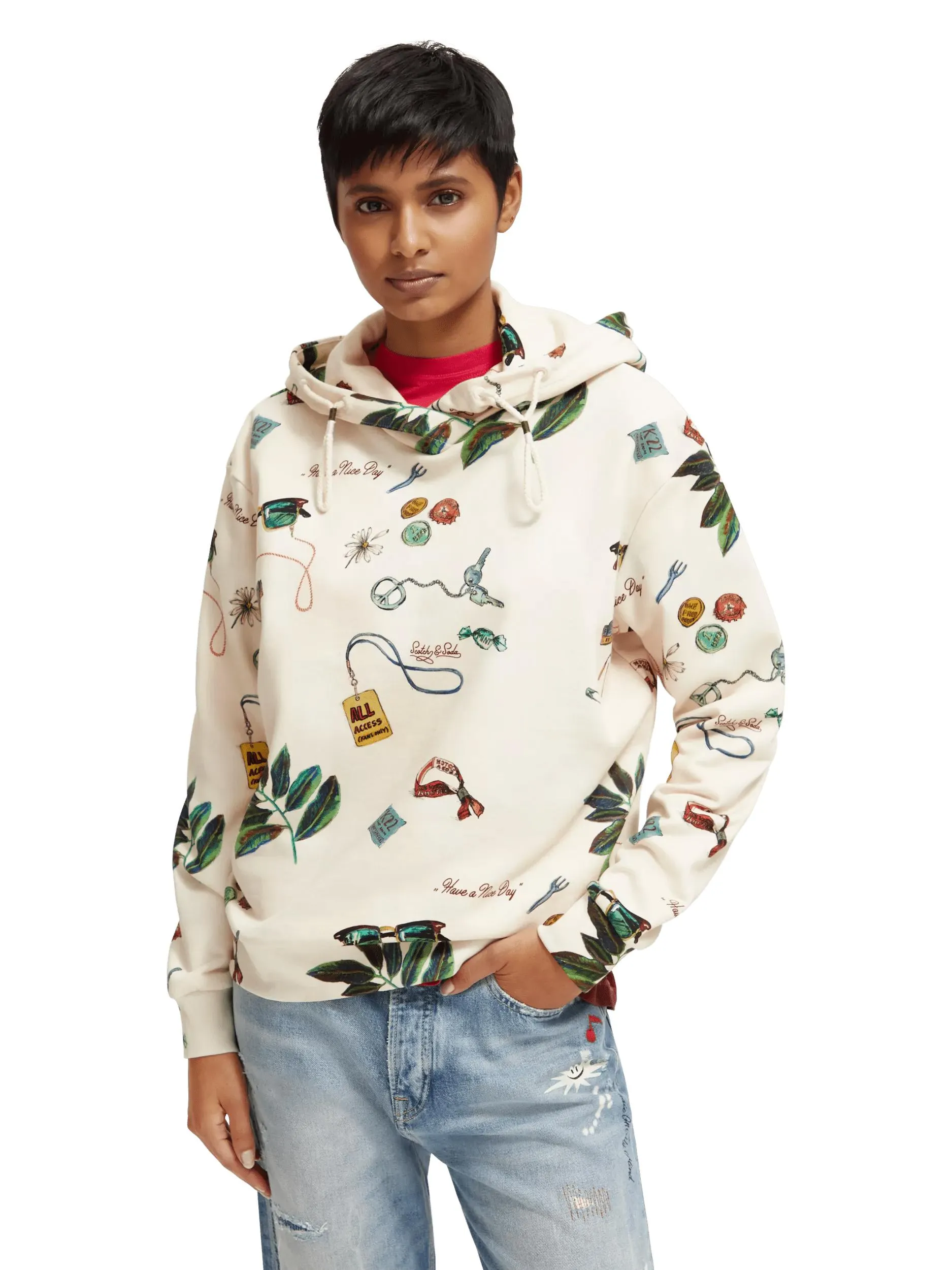 Relaxed fit printed hoodie