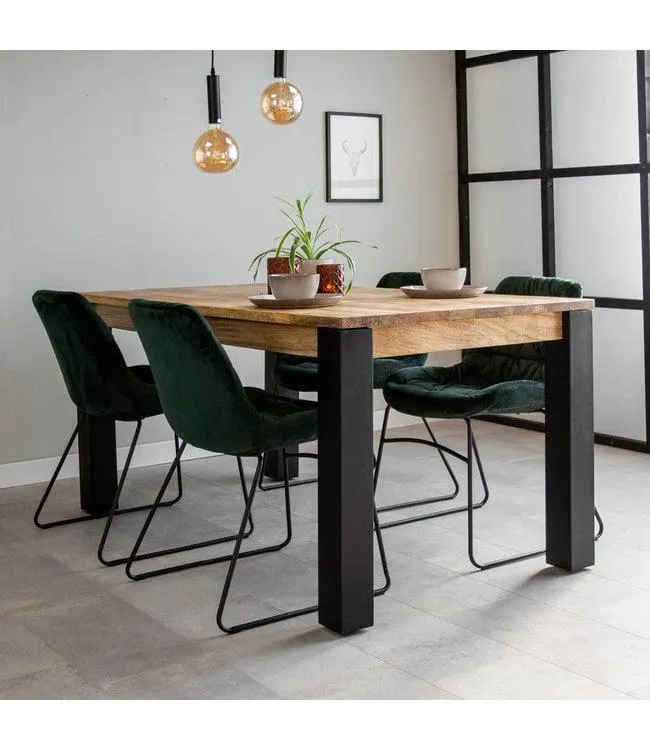Industriële eettafel Kansas 140x80 cm - Mangohout