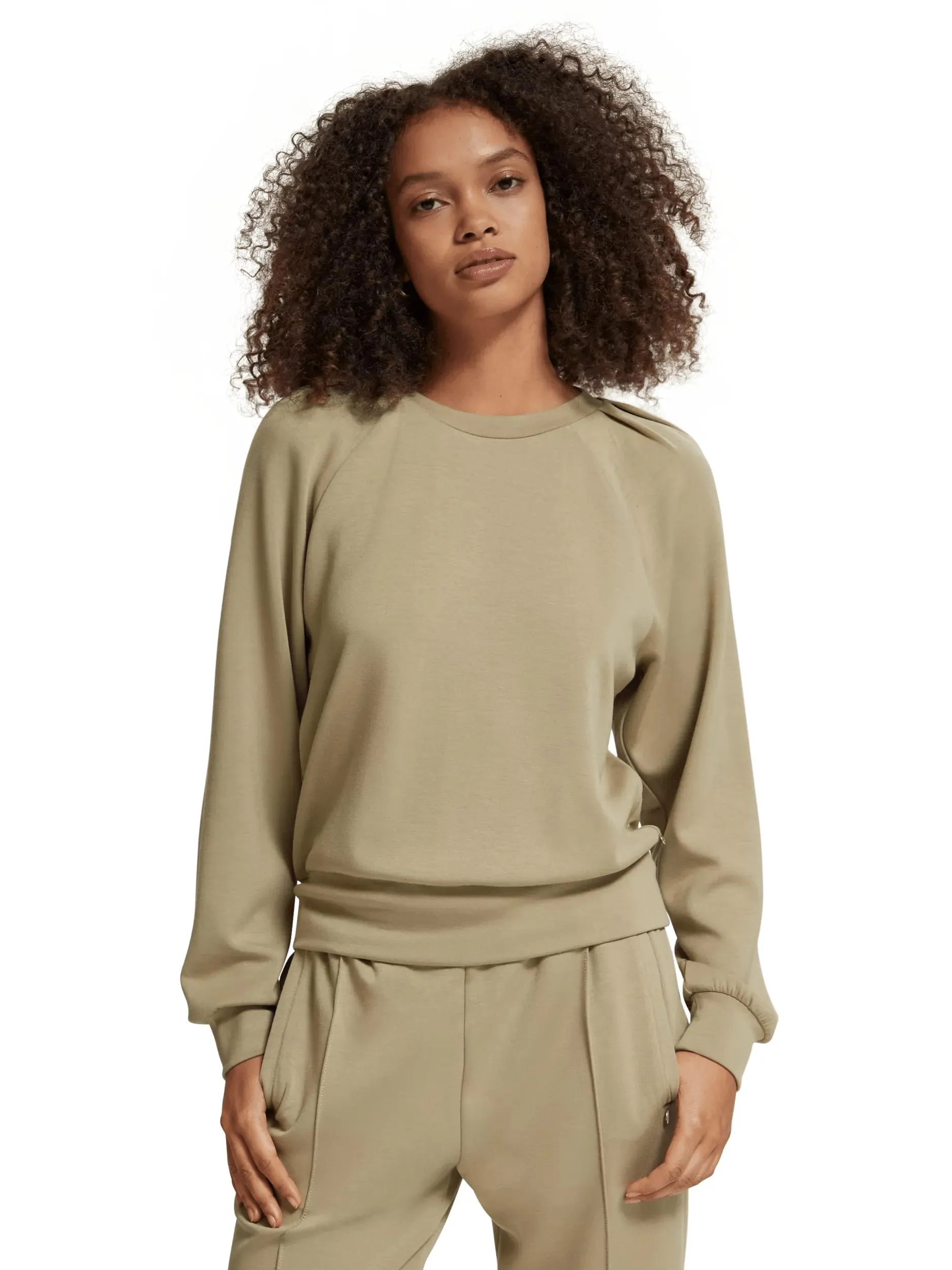 Pleated shoulder sweatshirt