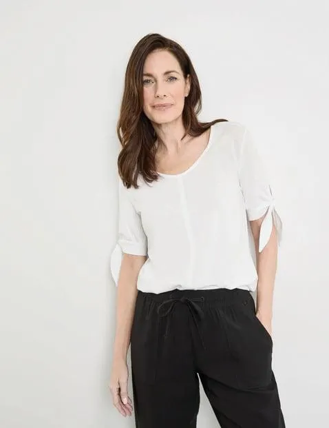 shirt met halflange mouwen en strikjes