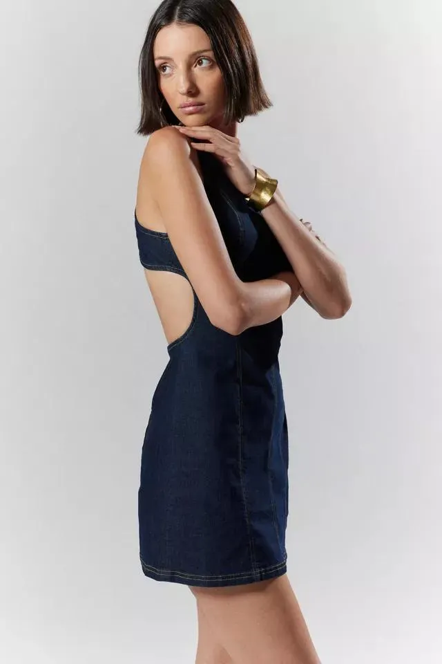 Silence + Noise Lilith Denim Cutout Shift Dress