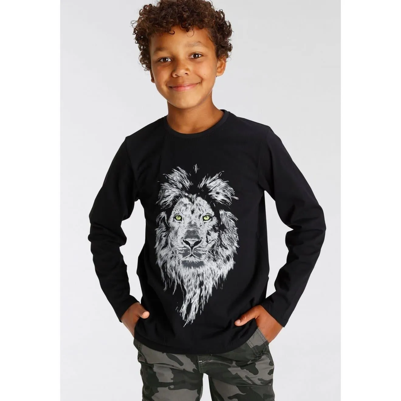 KIDSWORLD Shirt met lange mouwen WHITE LION Lange mouwen, basic pasvorm, met modieuze print, ronde hals