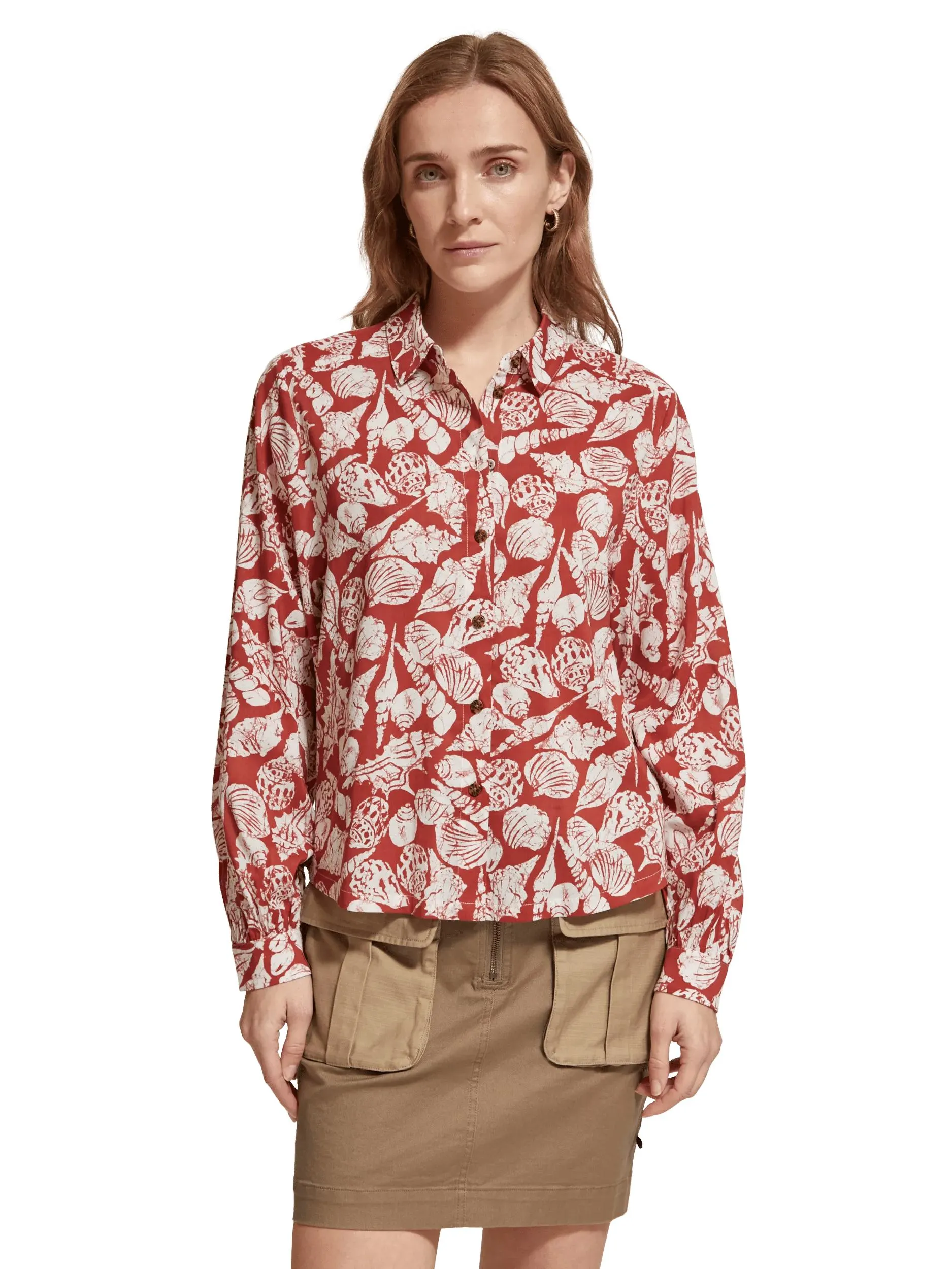 Overhemd met print en button-down