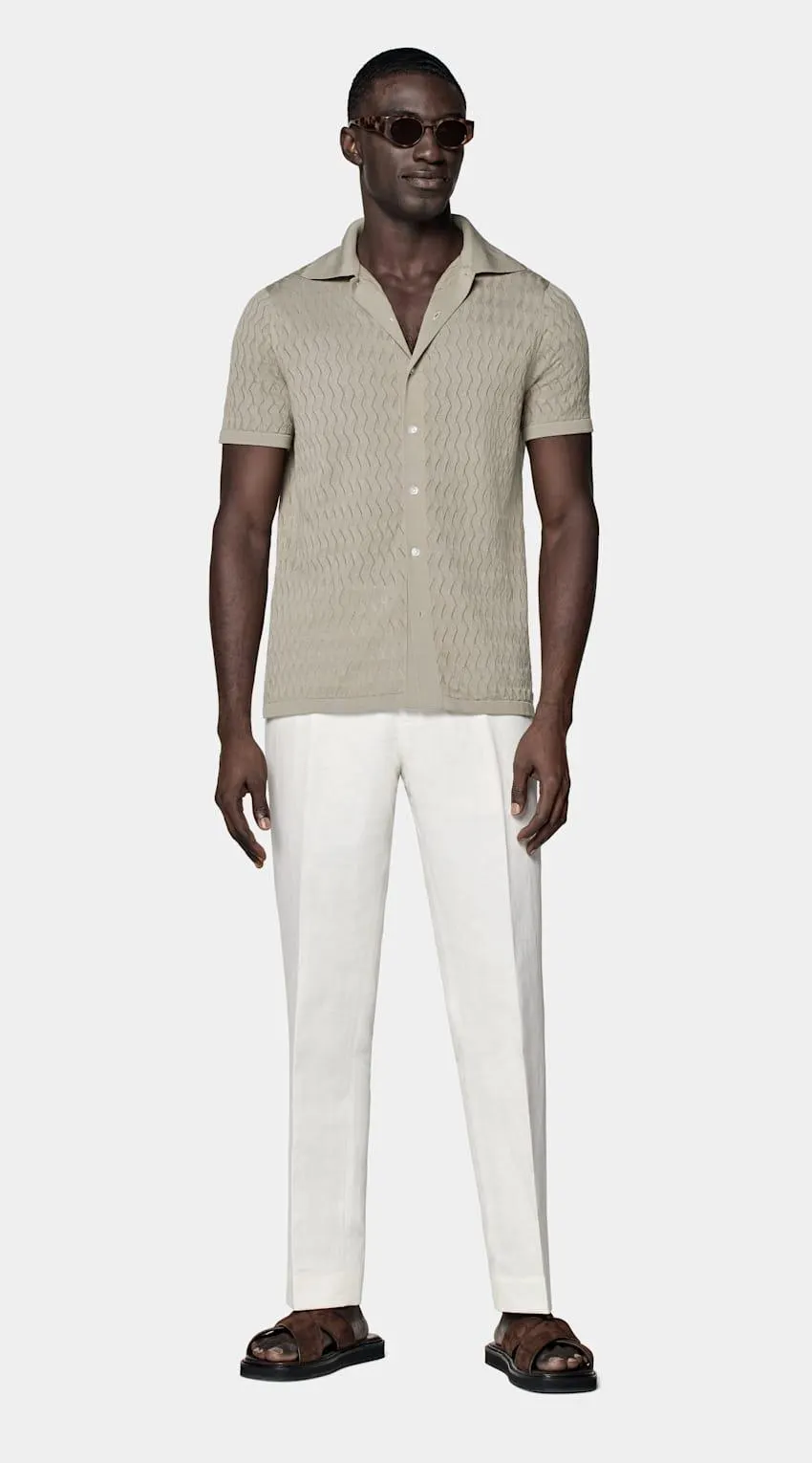 Light Green Jacquard Polo Cardigan