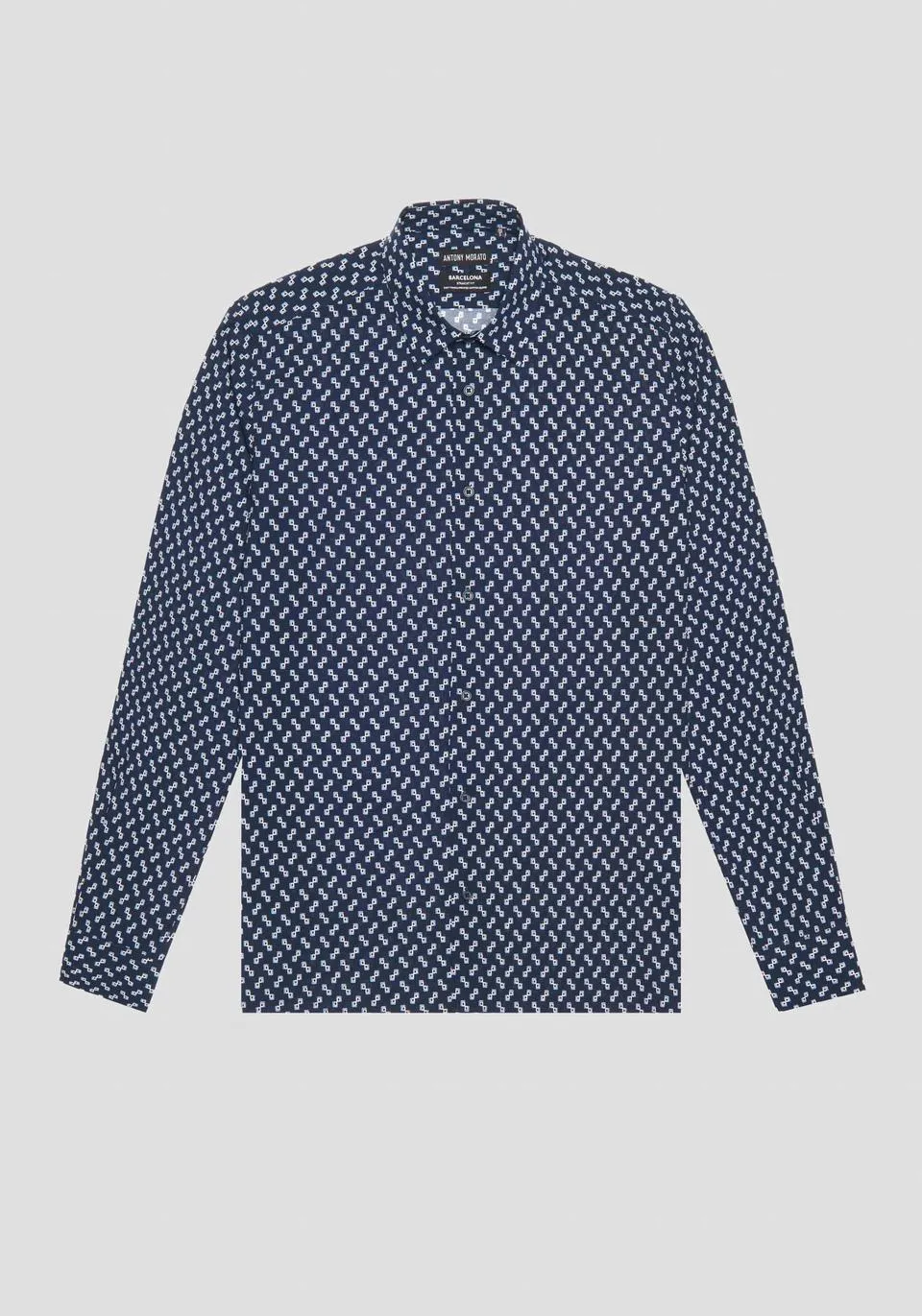 "BARCELONA" REGULAR STRAIGHT FIT SHIRT IN PRINTED VISCOSE COTTON