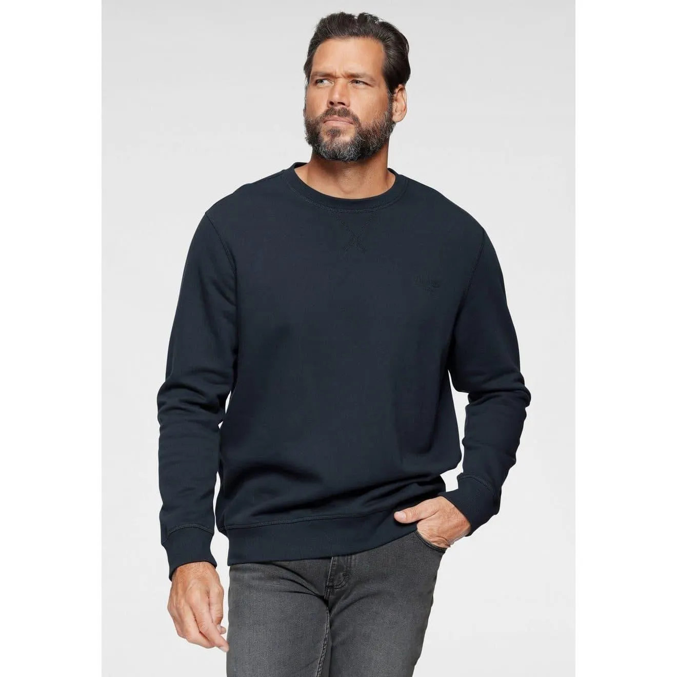 Man's World Sweatshirt Lange mouwen, basic-stijl, effen, ronde hals