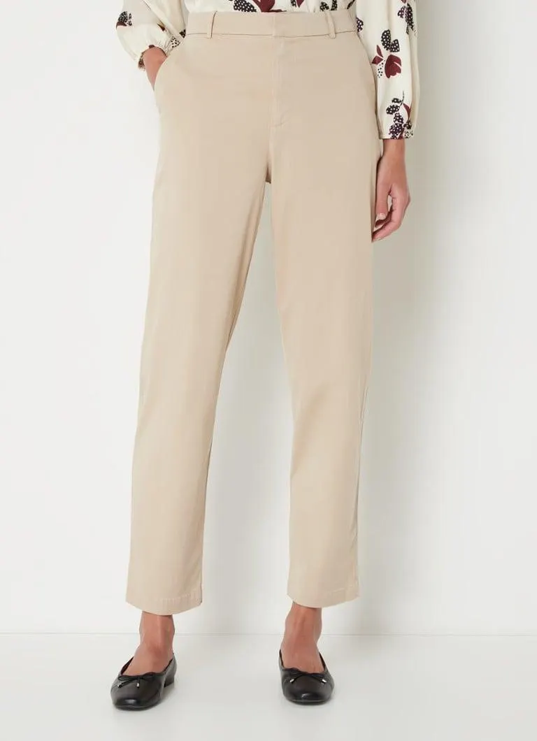 Jally mid waist straight fit cropped pantalon met steekzakken
