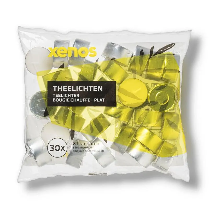 Waxinelichten - 8 branduren - set van 30